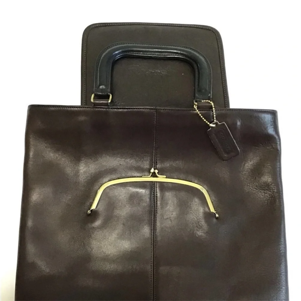 Coach Brown Watermelon Tote Bag Vintage Leather Pre-Creed 1973-1975 - Picture 6 of 14